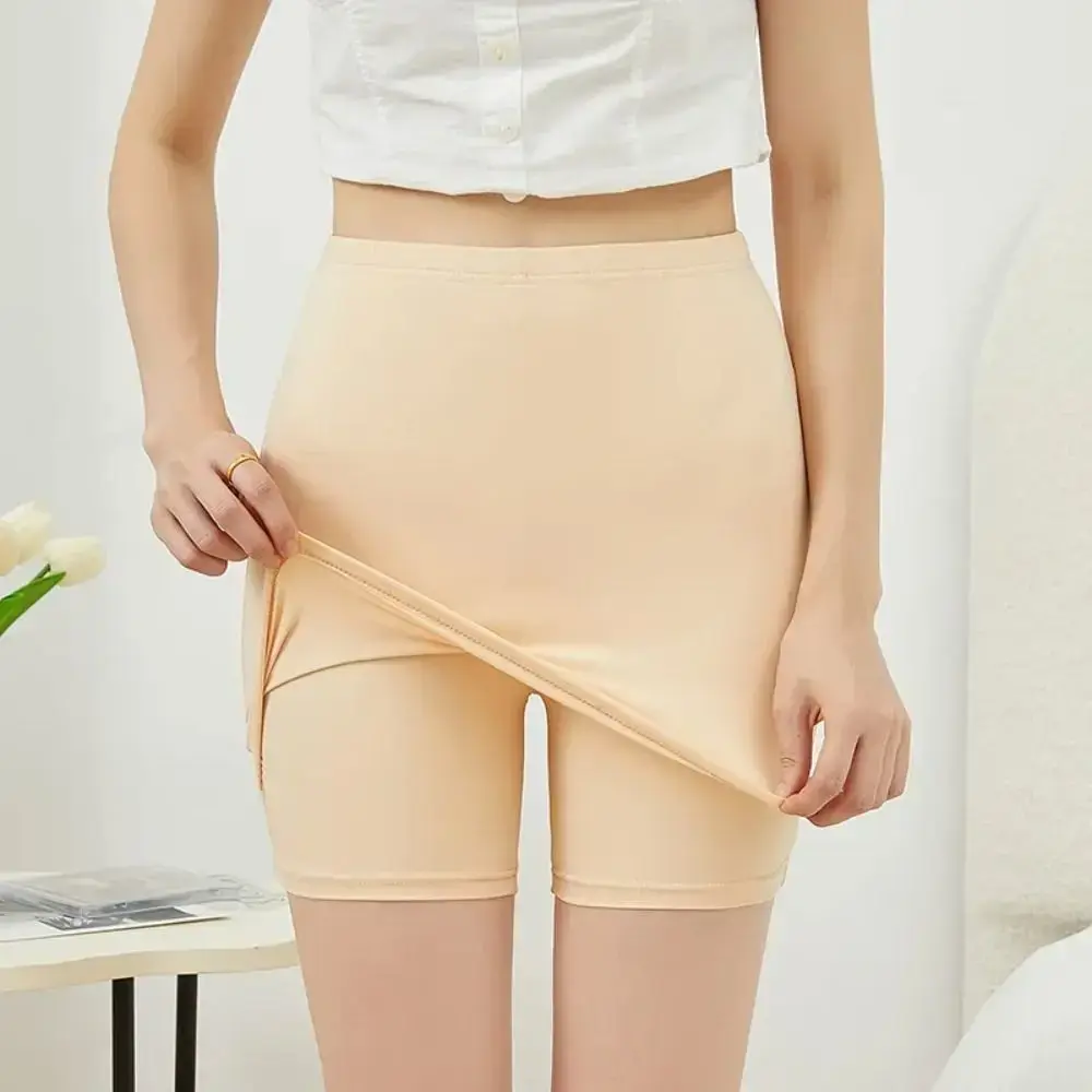 Women Double Layer Safety Panties Seamless Protective Shorts Female High Waist Boxer Summer Shorts Pants Under Skirt Shorts
