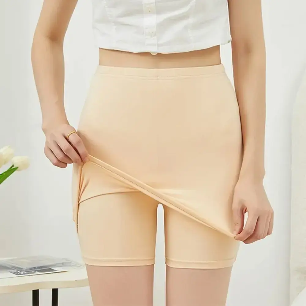 Women Double Layer Safety Panties Seamless Protective Shorts Female High Waist Boxer Summer Shorts Pants Under Skirt Shorts