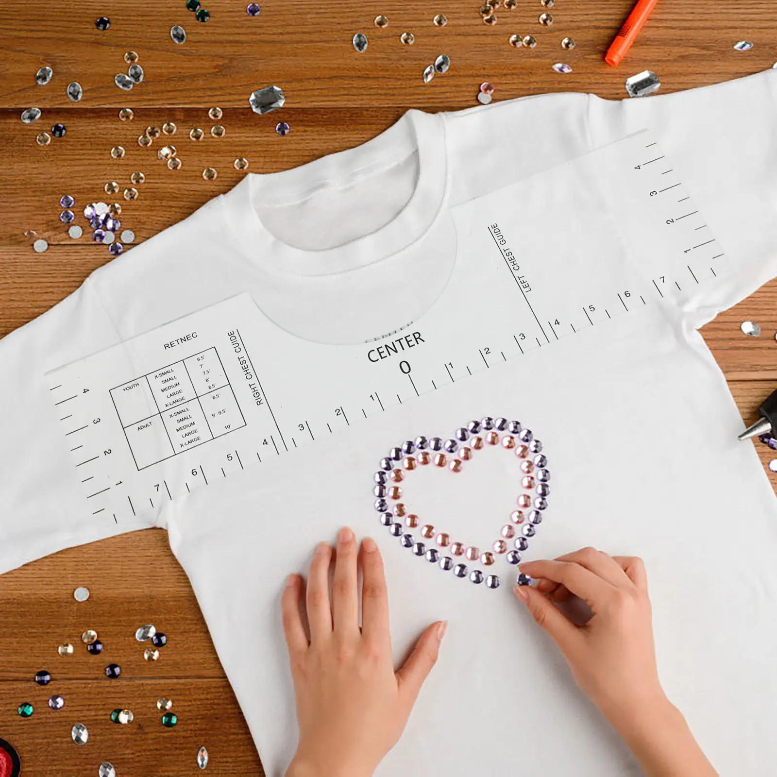 Transparent Acrylic T-Shirt Guide Ruler Vinyl Ruler Alignment Fabric Centering Tool Fabric DIY Crafts Sewing Accessories