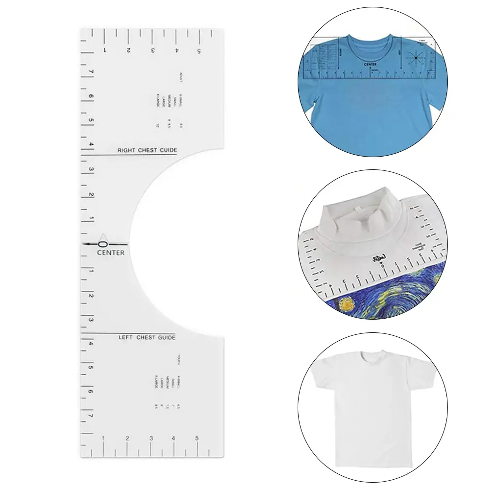 Transparent Acrylic T-Shirt Guide Ruler Vinyl Ruler Alignment Fabric Centering Tool Fabric DIY Crafts Sewing Accessories