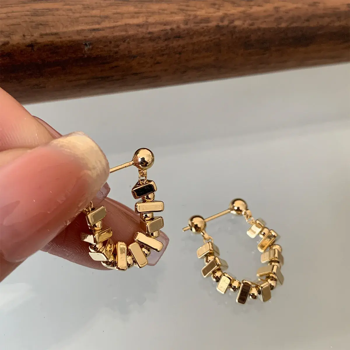Niche Design Geometric Square Chain Earrings for Women New Retro Simple Temperament Earrings Trendy Jewelry Accessories