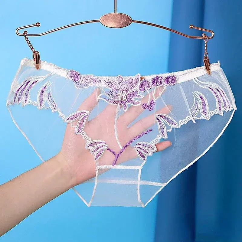 Transparent Sexy Lace Women's Panties Hot Lingerie Flowers Female Underpants Charming Large Ultra-Thin Underwear