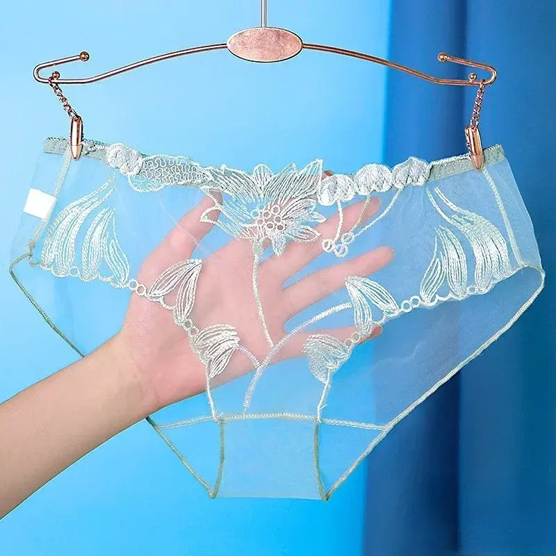Transparent Sexy Lace Women's Panties Hot Lingerie Flowers Female Underpants Charming Large Ultra-Thin Underwear
