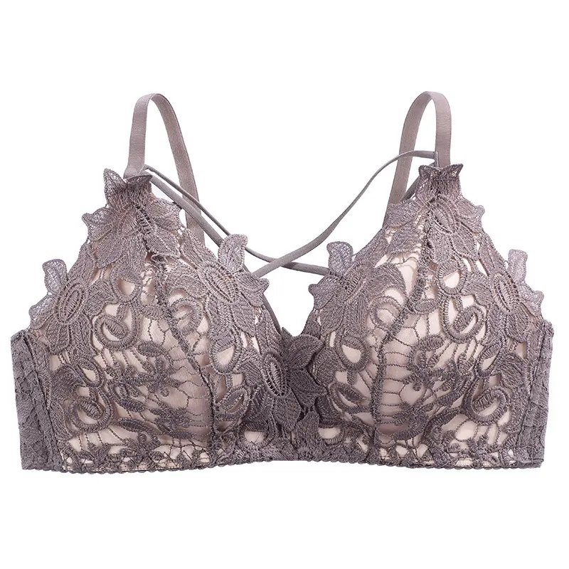 Sexy Floral Lace Bralette Seamless Bras for Women Soft Intimates Female Underwear Deep V Brassiere Lingerie Push Up Sujetador