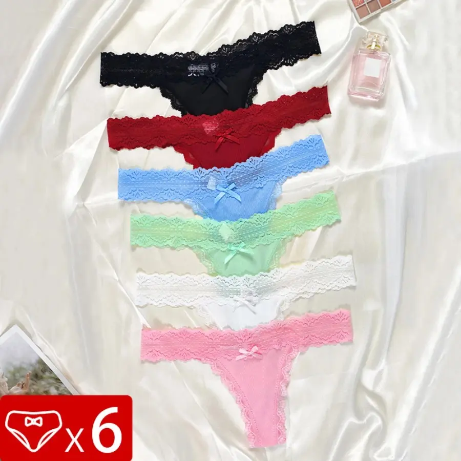 Elastic Waist G-String Sexy Lace Thongs Seamless Breathable Lingerie Four Seasons Universal Underwear Patchwork Panties Lenceria