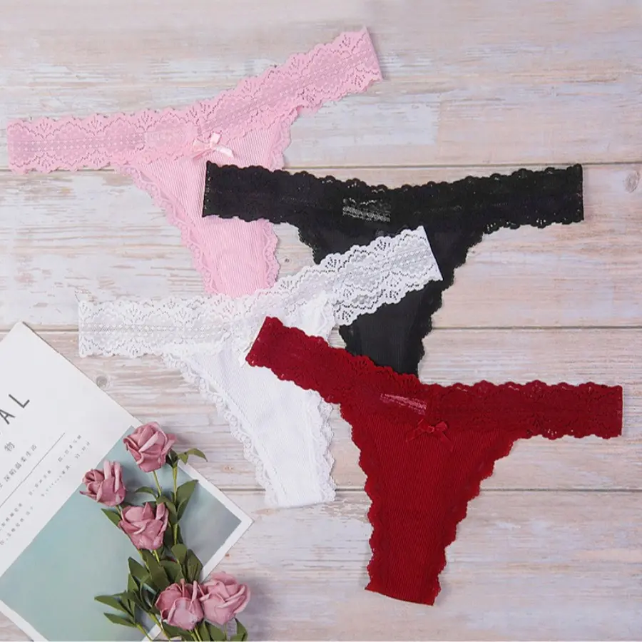 Elastic Waist G-String Sexy Lace Thongs Seamless Breathable Lingerie Four Seasons Universal Underwear Patchwork Panties Lenceria