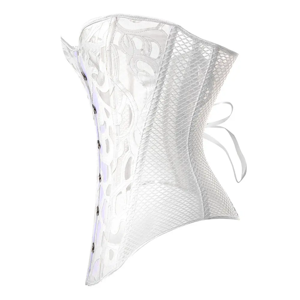 White Sexy Hollow Out Waist Trainer Corset Women's Lace Up Boned Slimming Lingerie Corsets And Bustiers Top Overbust body Shaper