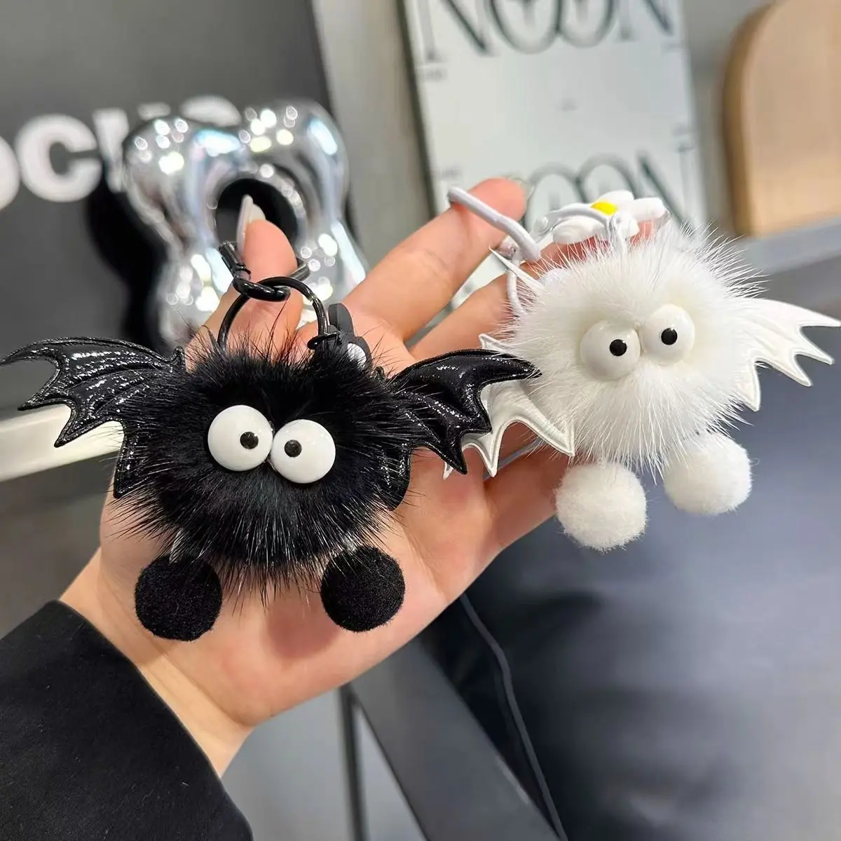 Keychain Cute Cartoon Imitation Mink Little Devil Backpack Bag Doll Pendant High Aesthetic Value Plush Keychain