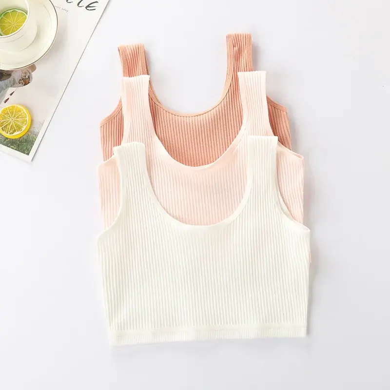 Girls Bra Kids Cotton Comfort Bras Baby Girl Solid Colors Top Child Casual Underwear For Girls Clothes For Teens Sports Bra
