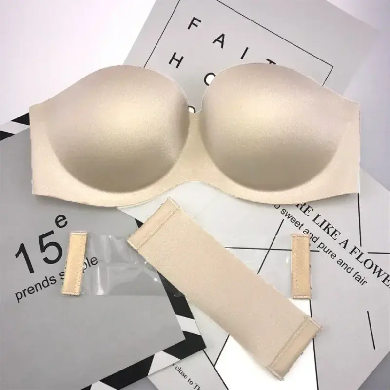Sexy Strapless Invisible Bras For Women Seamless Underwear Half Cup Bras Without Straps Wire Free Bralette Large Size Lingerie