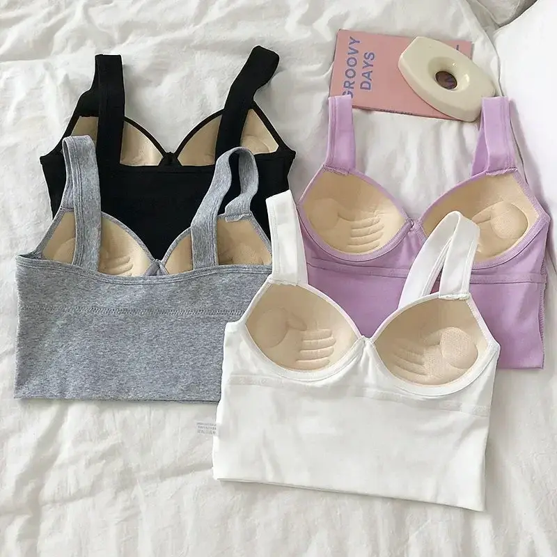 Basic Undershirt Casual Tank Top Women Sleeveless Camisoles Wire Free Solid Color Slim Fitting Sexy Crop Top Versatile Summer