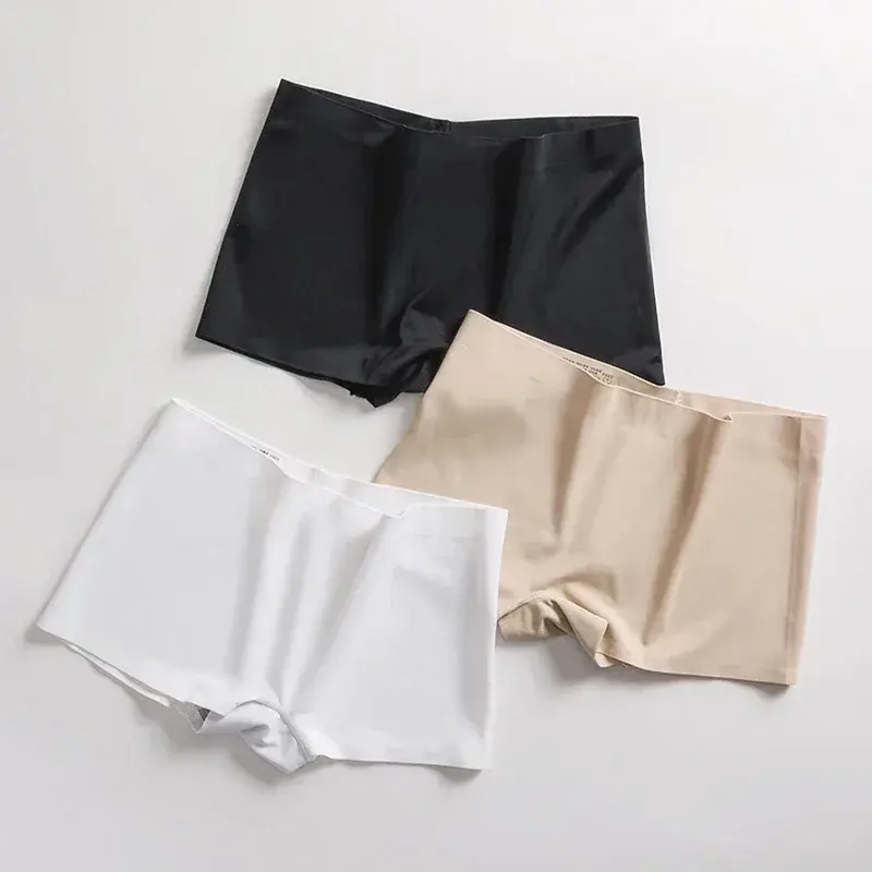 Large White Underwear Women's Ice Silk Traceless Summer Thin Cotton Crotch Without Hip Clip Four-corner Boxer Shorts Underwear