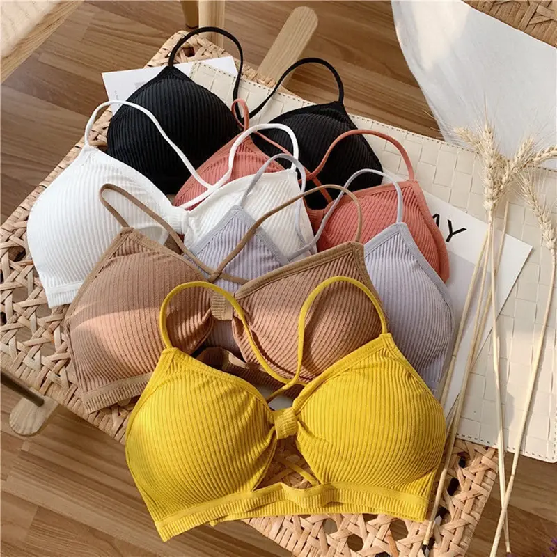Women Tube Top Bralette Female Underwear Sexy Sling Tops Bra Girl Comfort Underwear Push Up Bra Gathered T-Back Sports Bra