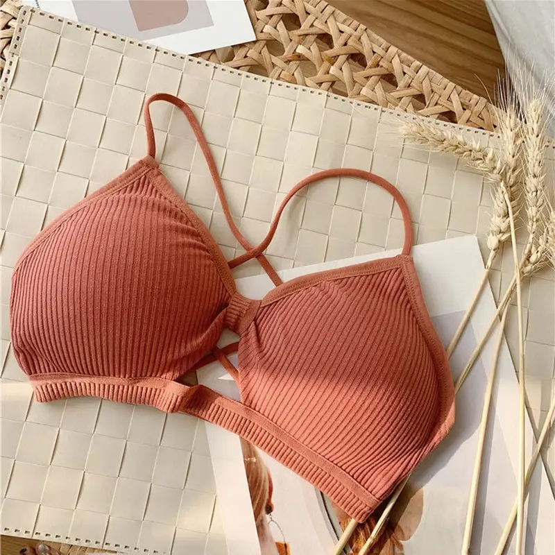 Women Tube Top Bralette Female Underwear Sexy Sling Tops Bra Girl Comfort Underwear Push Up Bra Gathered T-Back Sports Bra
