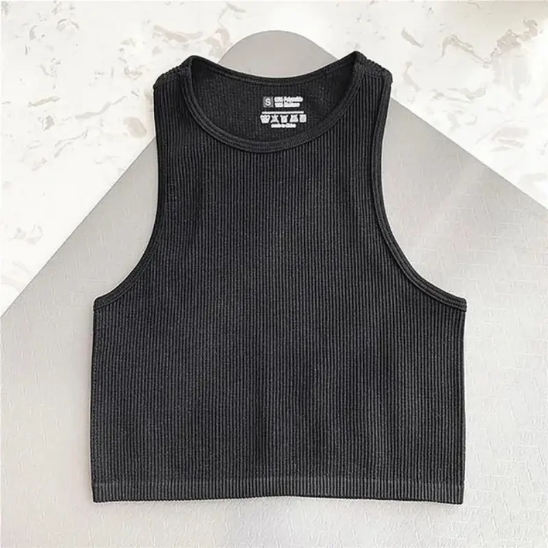 Sleeveless Yoga Short Shirts Running Sports Gym Women Tops Fitness Running Moisture Breathable Seamless Knitted Vest