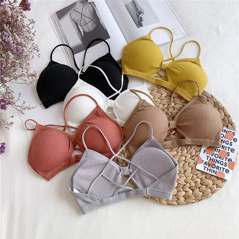 Women Tube Top Bralette Female Underwear Sexy Sling Tops Bra Girl Comfort Underwear Push Up Bra Gathered T-Back Sports Bra