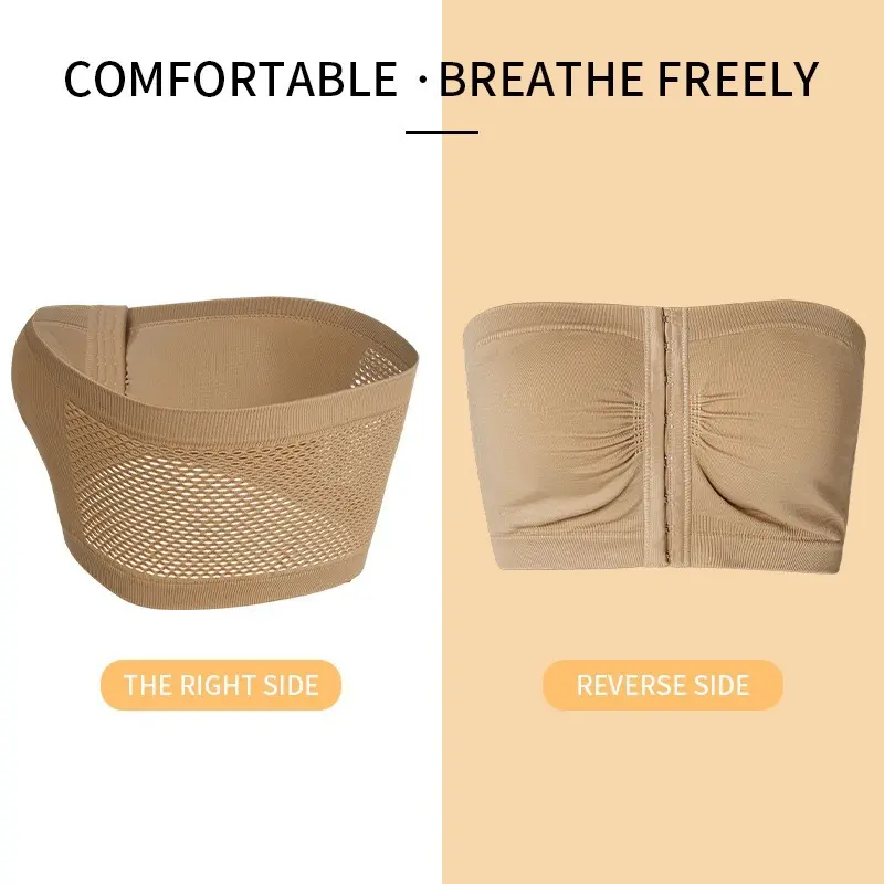 Sexy Front Button Strapless Bras For Women No Underwire Seamless Bralettes Women Wireless Bra Soft Support Plus Size Tube Top