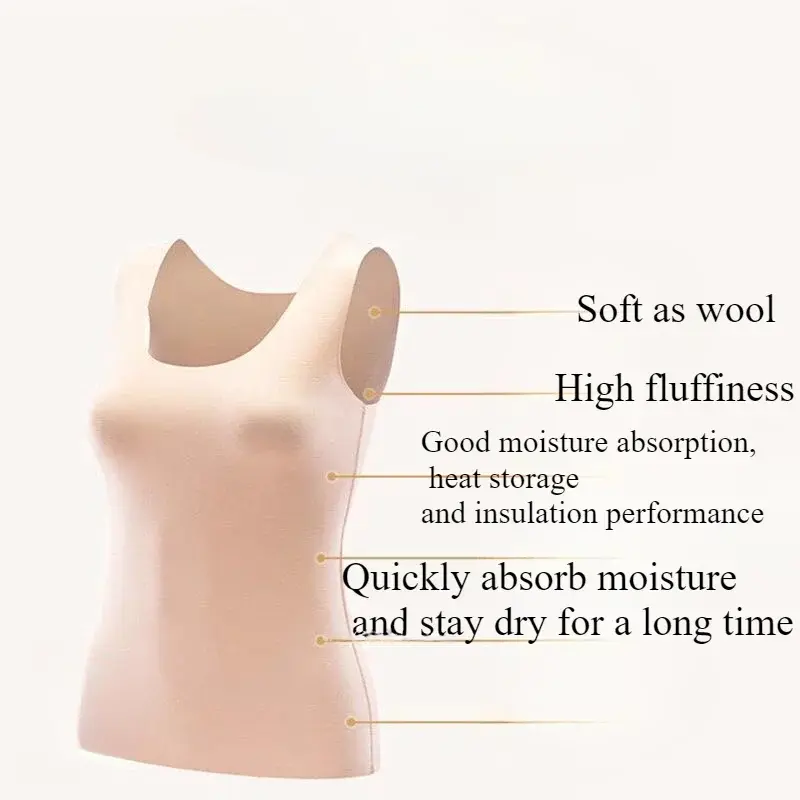 Women Winter Warm Underwear Thermal Inner Wear Vest M-3XL Crew Neck Tank Tops Thermo Tops Sleeveless Body Slim Undershirt