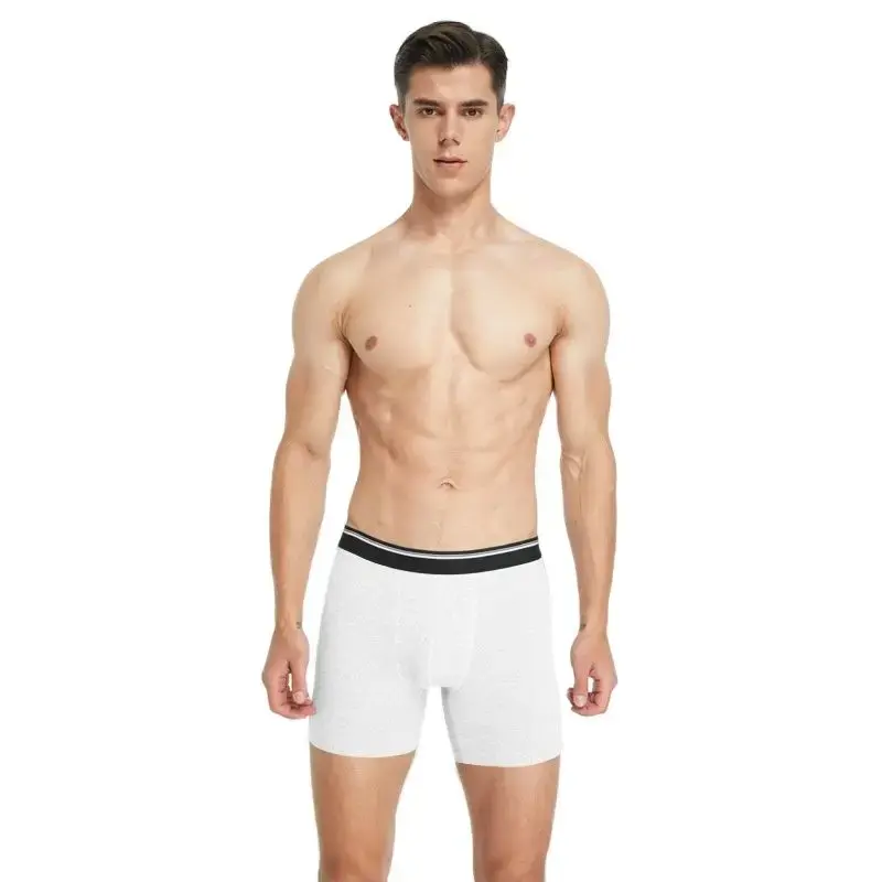 Men's Underpants Men's Long, Enlarged, Pure Cotton, Four Corners, US Size, Large, Breathable, Flat Pants Men Underwear Boxers