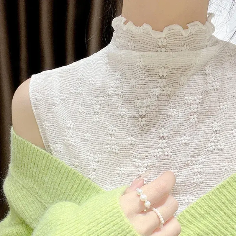 Lace Tanks Women Half High Collar Solid Hotsweet Crop Tops Fashion Tender French Casual Slim Girlish All-match Summer Tank Top