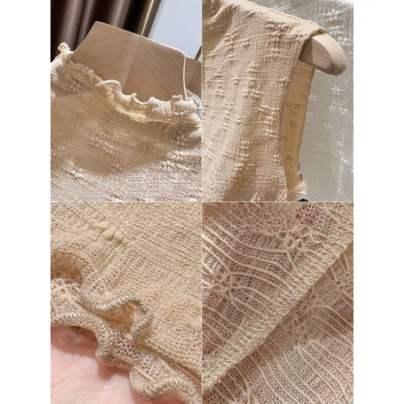 Lace Tanks Women Half High Collar Solid Hotsweet Crop Tops Fashion Tender French Casual Slim Girlish All-match Summer Tank Top