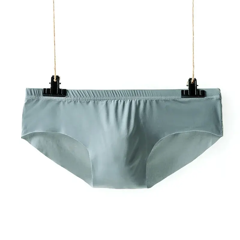 Men Briefs Ice Silk Translucent Sexy Underwear Low Waist Underpants Seamless Quick-drying Y-Front Briefs Male Clothes Breathable