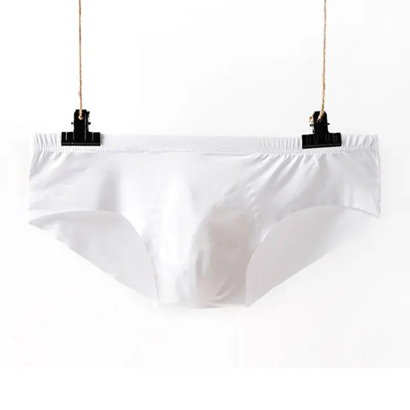 Men Briefs Ice Silk Translucent Sexy Underwear Low Waist Underpants Seamless Quick-drying Y-Front Briefs Male Clothes Breathable