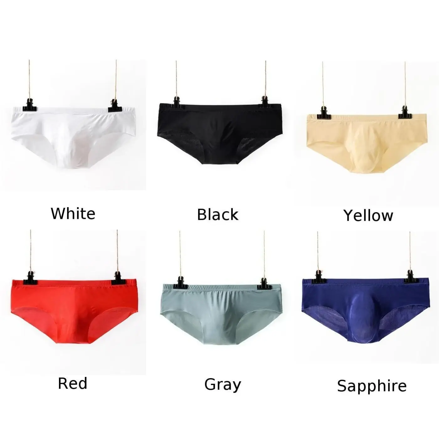 Men Briefs Ice Silk Translucent Sexy Underwear Low Waist Underpants Seamless Quick-drying Y-Front Briefs Male Clothes Breathable