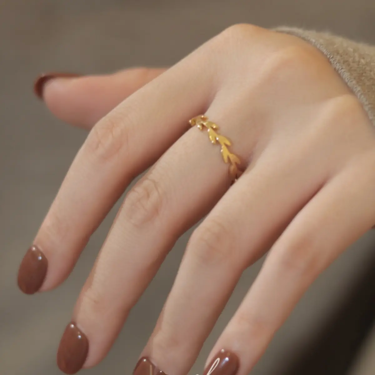 Stainless Steel Fashion Women's Open Enclose Leaf Rings Girls Botanical Women Knuckle Leaves Rings Wedding Party ins Jewelry