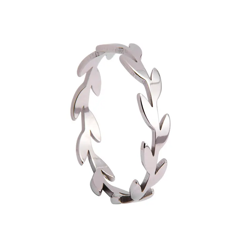 Stainless Steel Fashion Women's Open Enclose Leaf Rings Girls Botanical Women Knuckle Leaves Rings Wedding Party ins Jewelry