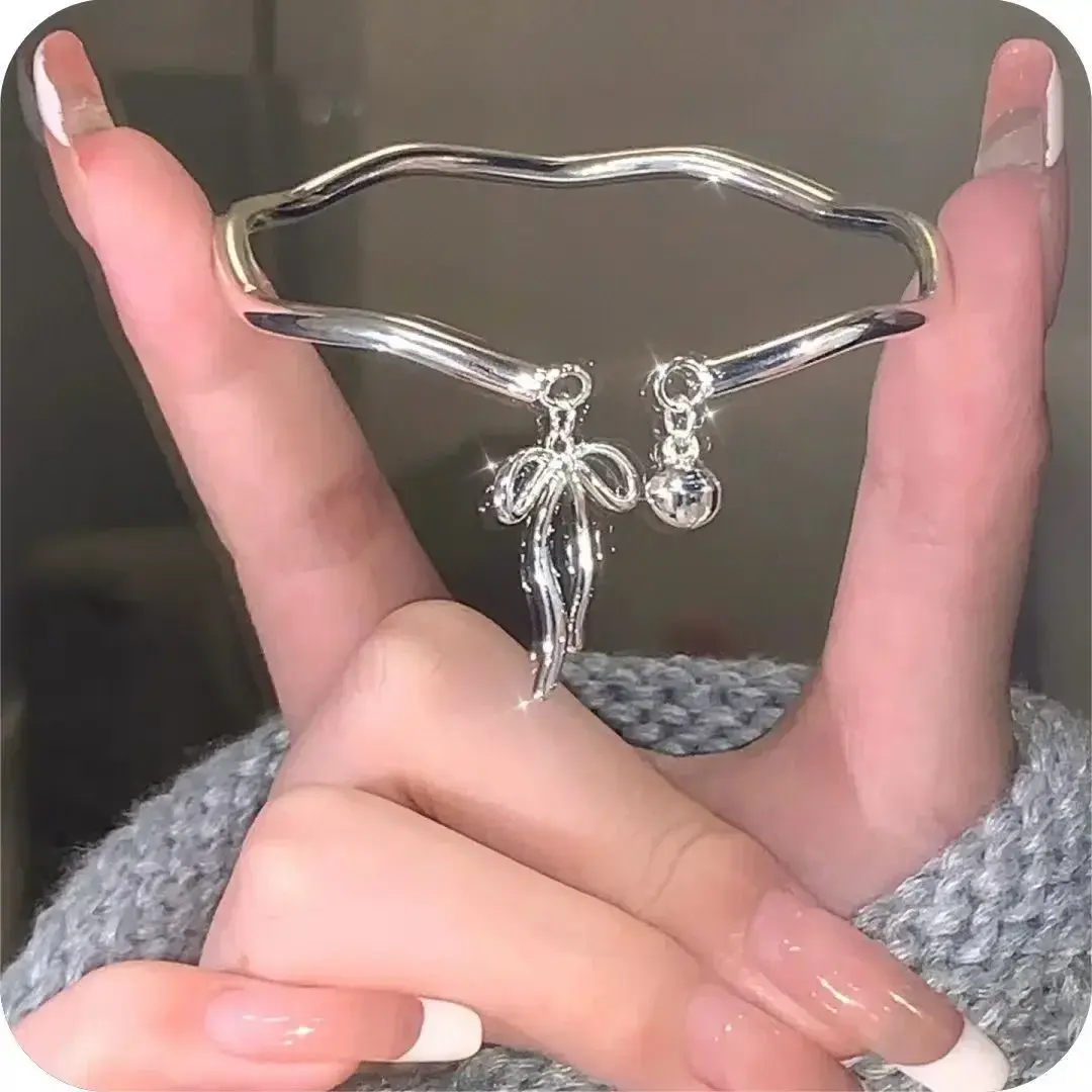 New Arrival Elegant Bowknot 925 Sterling Silver Female Bangle Promotion Jewelry For Women Birthday Gifts No Fade