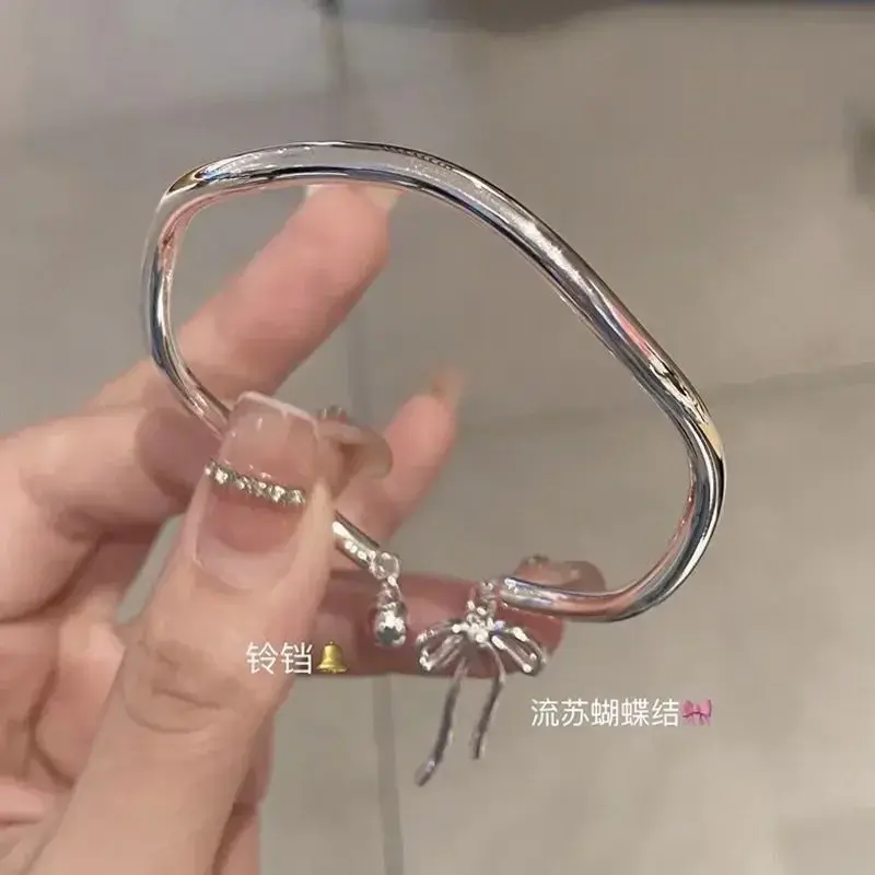 New Arrival Elegant Bowknot 925 Sterling Silver Female Bangle Promotion Jewelry For Women Birthday Gifts No Fade