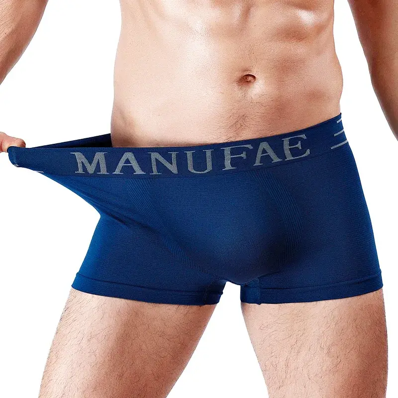Men's Comfortable Seamless Boxer Brief Japanese Style High Elastic Panties Shorts Solid Color Letters Breathable Loose Boxer