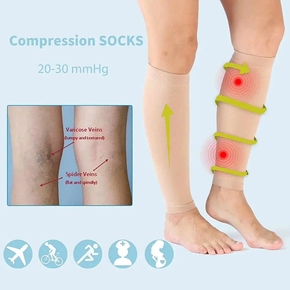 1Pair Calf Compression Sleeve Leg Compression Sock Calf & Shin Support Relieve Calf Pain for Swelling Shin Splints Knee Sleeve