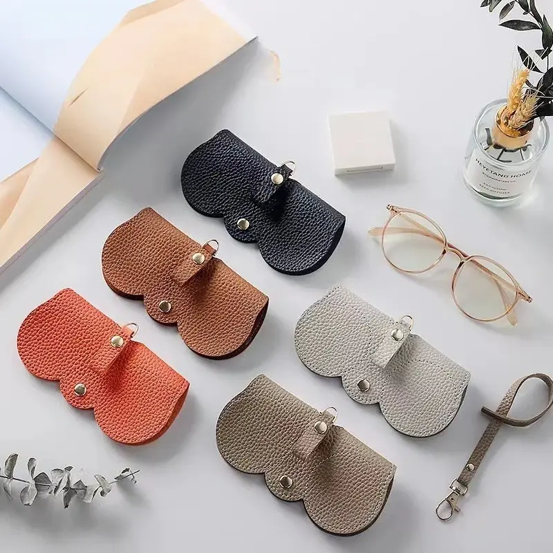 New PU Leather Eyeglasses Storage Bag Portable Fashion Lanyard Sunglasses Bag Protective Case Eyeglasses Bag