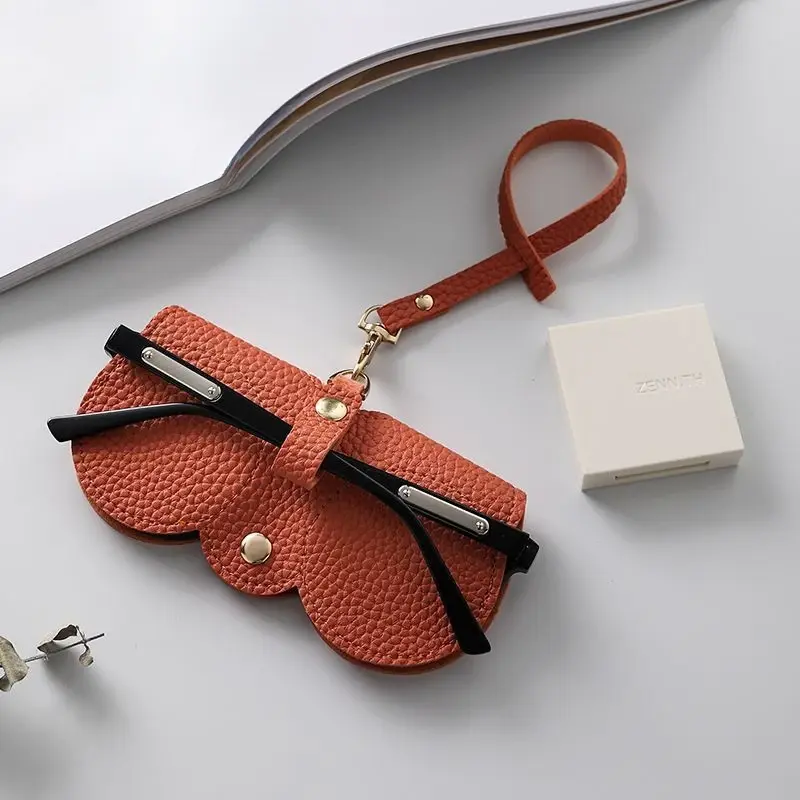 New PU Leather Eyeglasses Storage Bag Portable Fashion Lanyard Sunglasses Bag Protective Case Eyeglasses Bag
