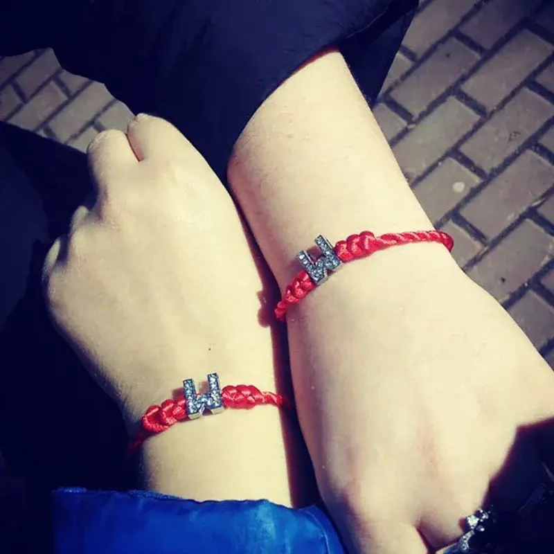 1PC 26 Letters Red Thread String Letters Bracelets Red Rope Charm Women Lucky Bracelet Aolly Jewelry Gift for Couple