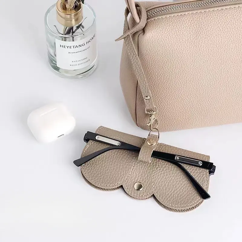New PU Leather Eyeglasses Storage Bag Portable Fashion Lanyard Sunglasses Bag Protective Case Eyeglasses Bag