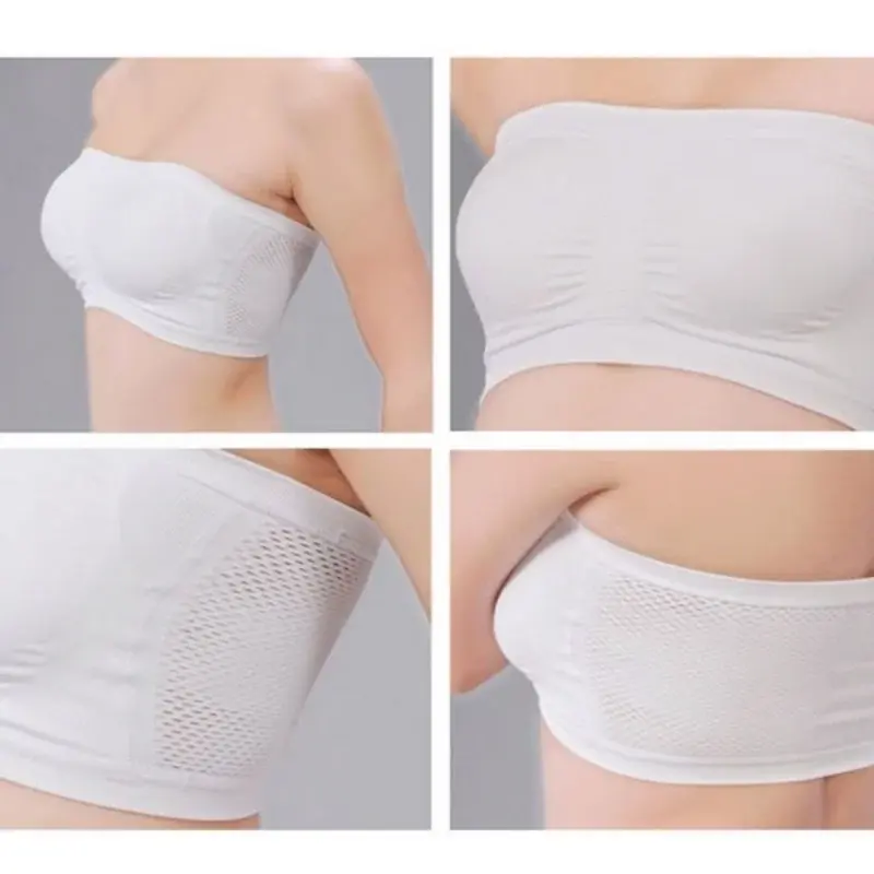 Summer Strapless Underwear Women's Sexy Mesh Bra Ladies Slim Short Crop Tops Female Invisible Push Up Bralette Lingerie S-6XL