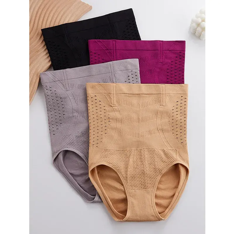 High Waist Slimming Panties Women Fat Belly Shaper Tummy Control Underwear Seamless Hollow Briefs Fat Burning Shapewear