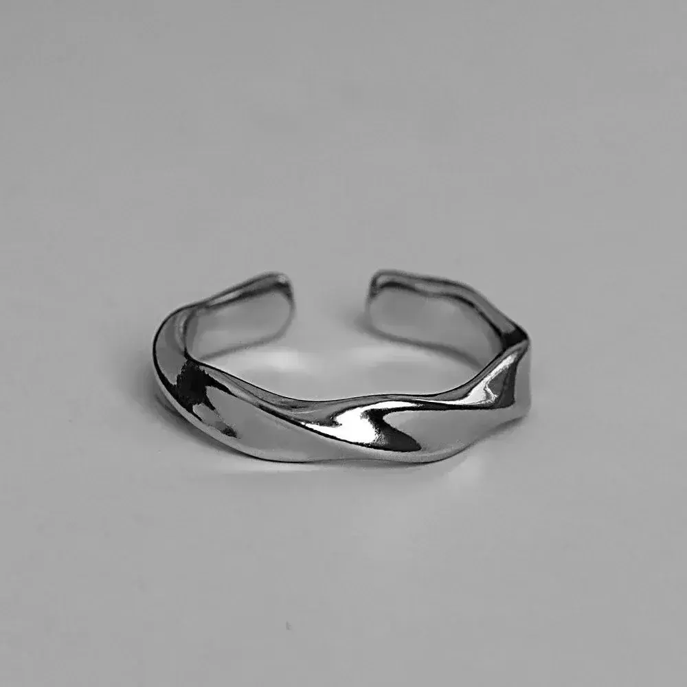925 Sterling Silver Color Ring Korean Trendy Smooth Rings for Women Couple Vintage Geometric Handmade Rings Wedding Jewelry Gift