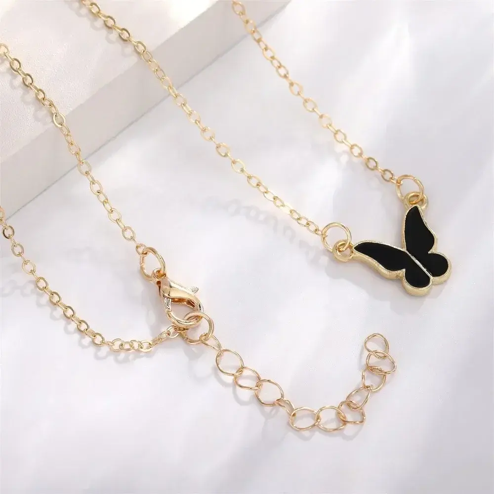 5Pcs/Set Fashion Butterfly Pendant Necklace Earrings Ring Bracelet Set For Women Engagement Wedding Jewelry Set