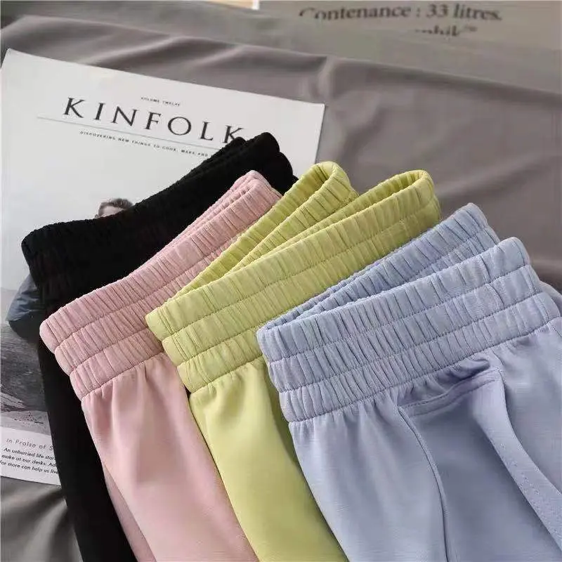 Summer Women's Shorts High Waist Casual Sports Shorts Loose Homewear Bottoms Elastic Hot Pants Solid Wide Leg Sweat Short