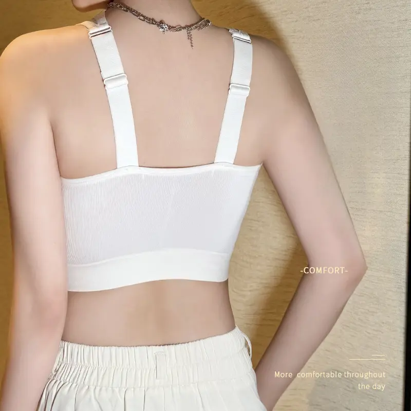 Sexy Lace Bra Female Adjustable Full Cup Large Size Bra Hollow Out Floral Vest Bra Anti-exposure Wireless Underwear Women Tops