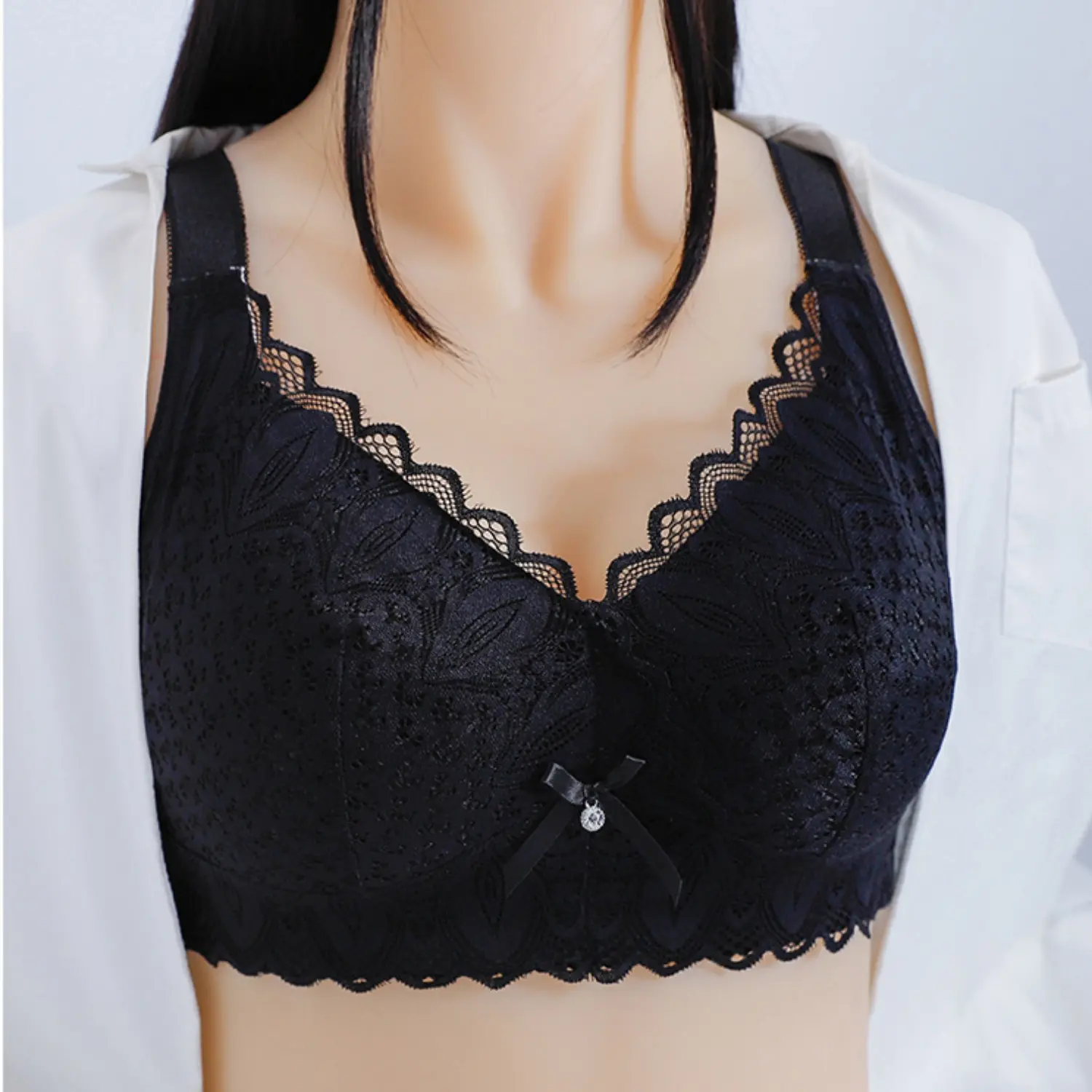 Women Bra Without Bones Lace Pink Underwear Push Up Bra  Plus Size Lingerie Large Size Bralette Top Bra Wireless