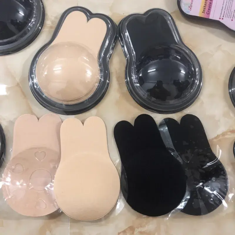 Women Invisible Push Up Bras Self Silicone Strapless Bra Reusable Sticky Breast Lift Tape Rabbit Nipple Cover Bra Pads Summer