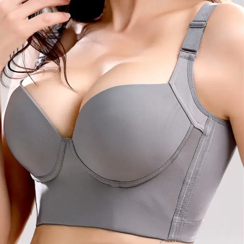 Plus Size Bra Lingerie Sexy Bra Women Deep Cup Hide Back  Underwear Women Thin Cup Lingerie Solid Padded Femme Tops Push Up Bra