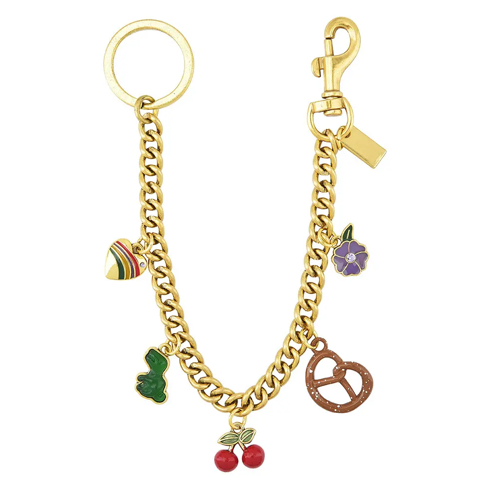 Shining Cherry Keychain Bag Charm Colorful Fashion Car Key Chain Metal Flowers Key Ring Exquisite Gifts Souvenirs Pendant Car