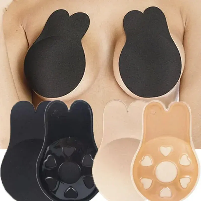 Rabbit Ear Shaped Pull Up Breast Patch Breathable Summer Invisible Thin Style Large Chest Anti Sagging Gathered Upper Bra Pads