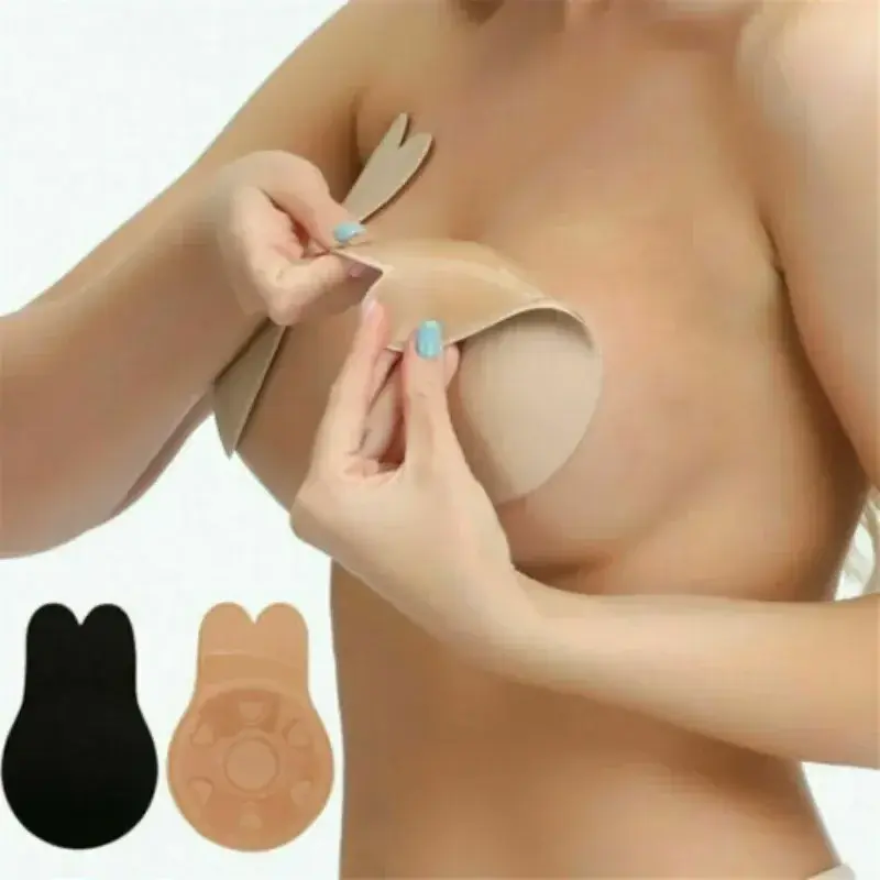 Rabbit Ear Shaped Pull Up Breast Patch Breathable Summer Invisible Thin Style Large Chest Anti Sagging Gathered Upper Bra Pads